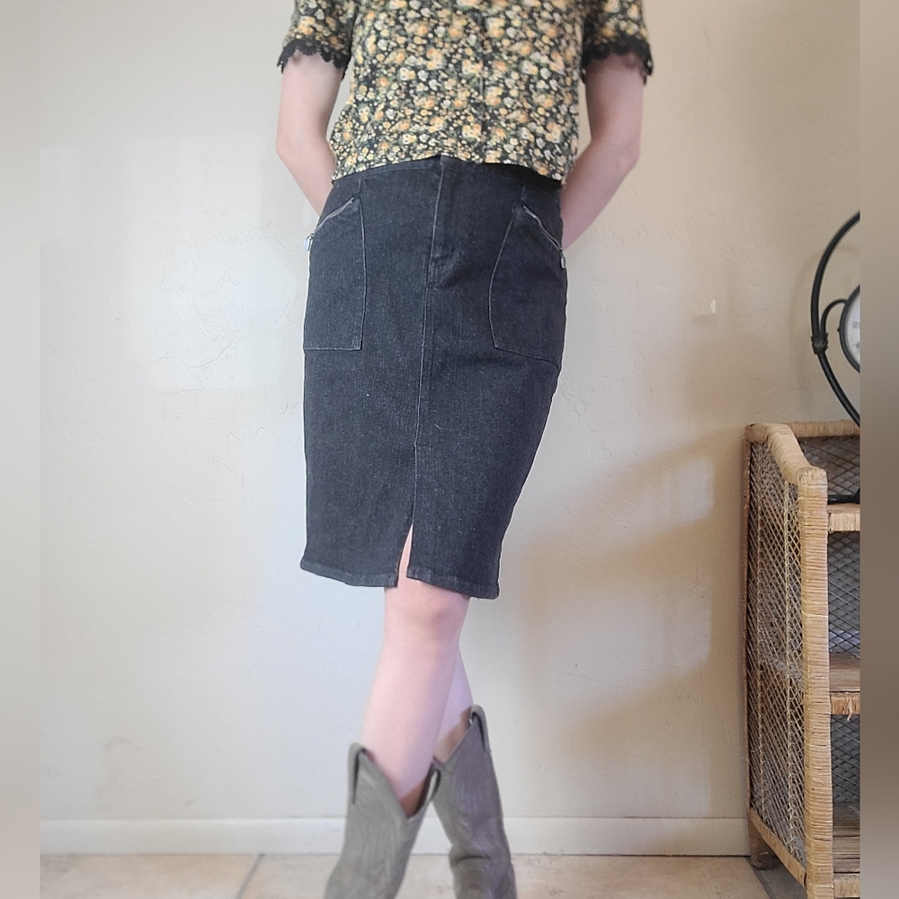 Lauren Ralph Jeans Co dark wash denim casual summer pencil skirt Size 4